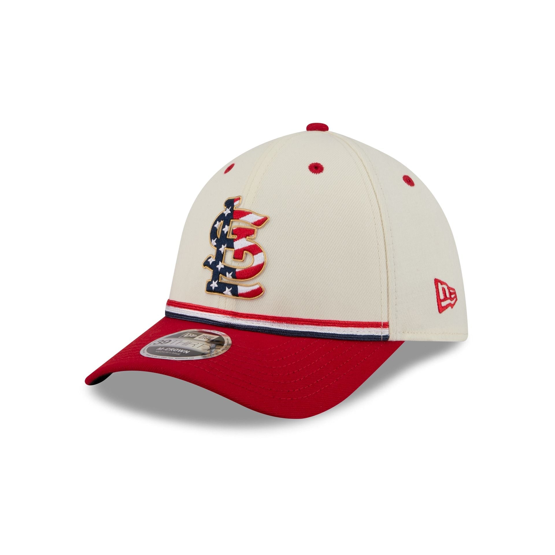 St. Louis Cardinals Independence Day 2026 39THIRTY M-Crown Stretch Fit Hat